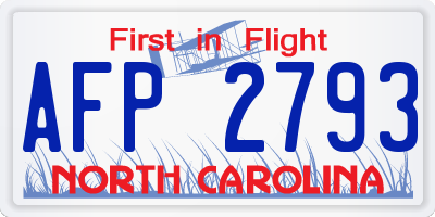 NC license plate AFP2793
