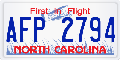 NC license plate AFP2794