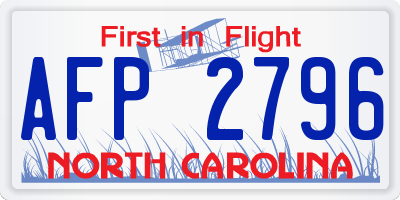NC license plate AFP2796