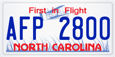 NC license plate AFP2800