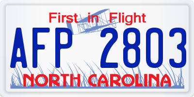 NC license plate AFP2803