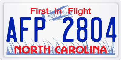 NC license plate AFP2804