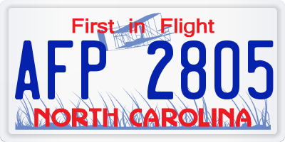 NC license plate AFP2805