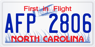 NC license plate AFP2806