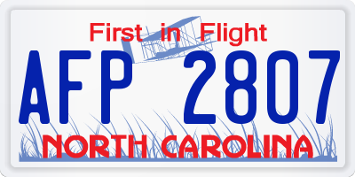 NC license plate AFP2807