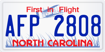 NC license plate AFP2808