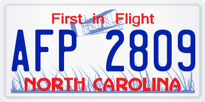 NC license plate AFP2809