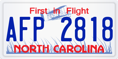 NC license plate AFP2818