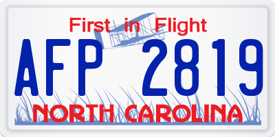 NC license plate AFP2819