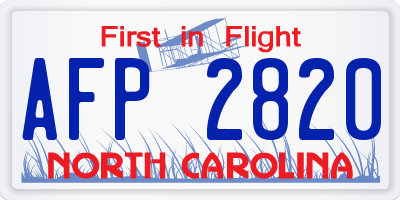 NC license plate AFP2820