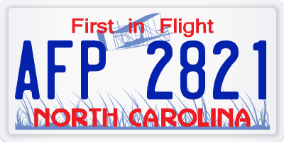 NC license plate AFP2821