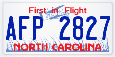 NC license plate AFP2827