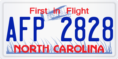 NC license plate AFP2828