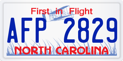 NC license plate AFP2829