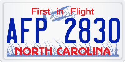 NC license plate AFP2830