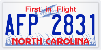 NC license plate AFP2831
