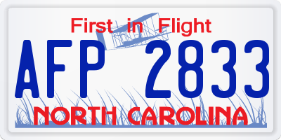 NC license plate AFP2833