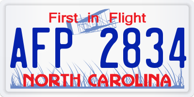 NC license plate AFP2834