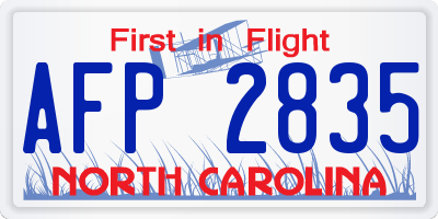 NC license plate AFP2835
