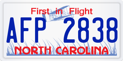 NC license plate AFP2838