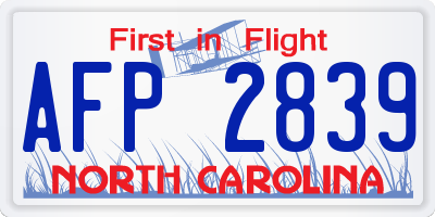 NC license plate AFP2839