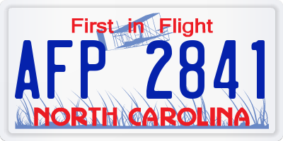 NC license plate AFP2841