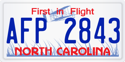 NC license plate AFP2843
