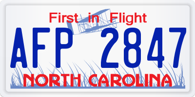 NC license plate AFP2847