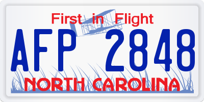 NC license plate AFP2848