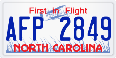 NC license plate AFP2849