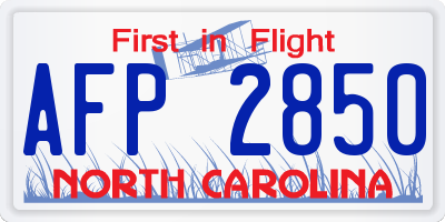NC license plate AFP2850