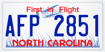 NC license plate AFP2851