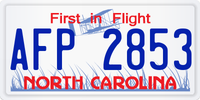 NC license plate AFP2853