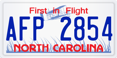 NC license plate AFP2854