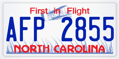 NC license plate AFP2855