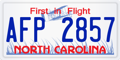 NC license plate AFP2857