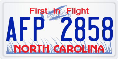 NC license plate AFP2858