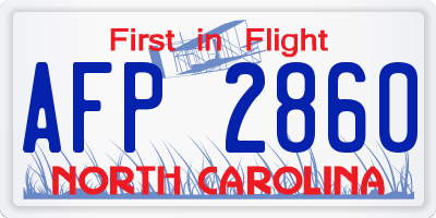 NC license plate AFP2860