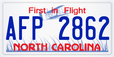 NC license plate AFP2862