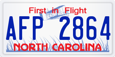 NC license plate AFP2864
