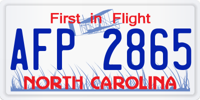 NC license plate AFP2865