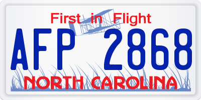 NC license plate AFP2868