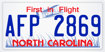 NC license plate AFP2869