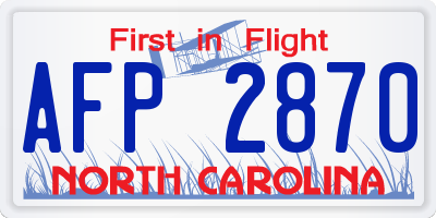 NC license plate AFP2870