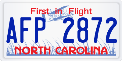 NC license plate AFP2872