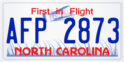 NC license plate AFP2873