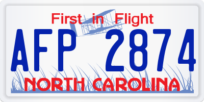 NC license plate AFP2874