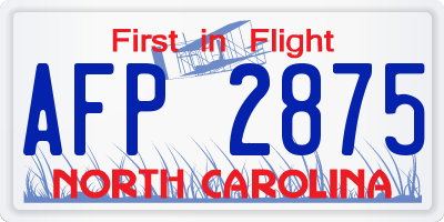 NC license plate AFP2875