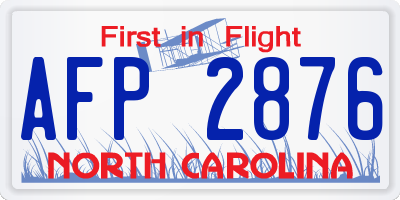 NC license plate AFP2876