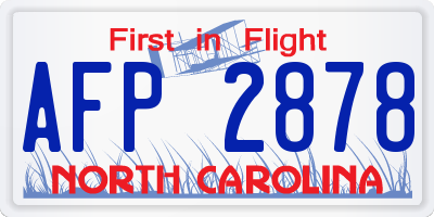 NC license plate AFP2878
